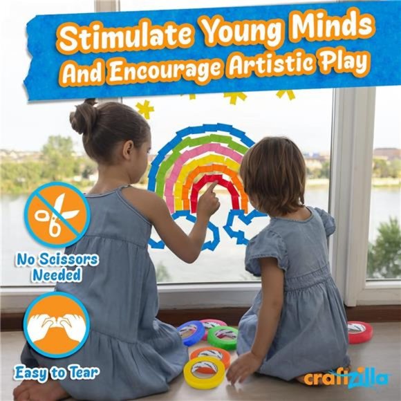 Colored Masking Tape –6 Color Masking Tape Rolls –990 Feet x1 Inch Painters Tape - Picture 5 of 8